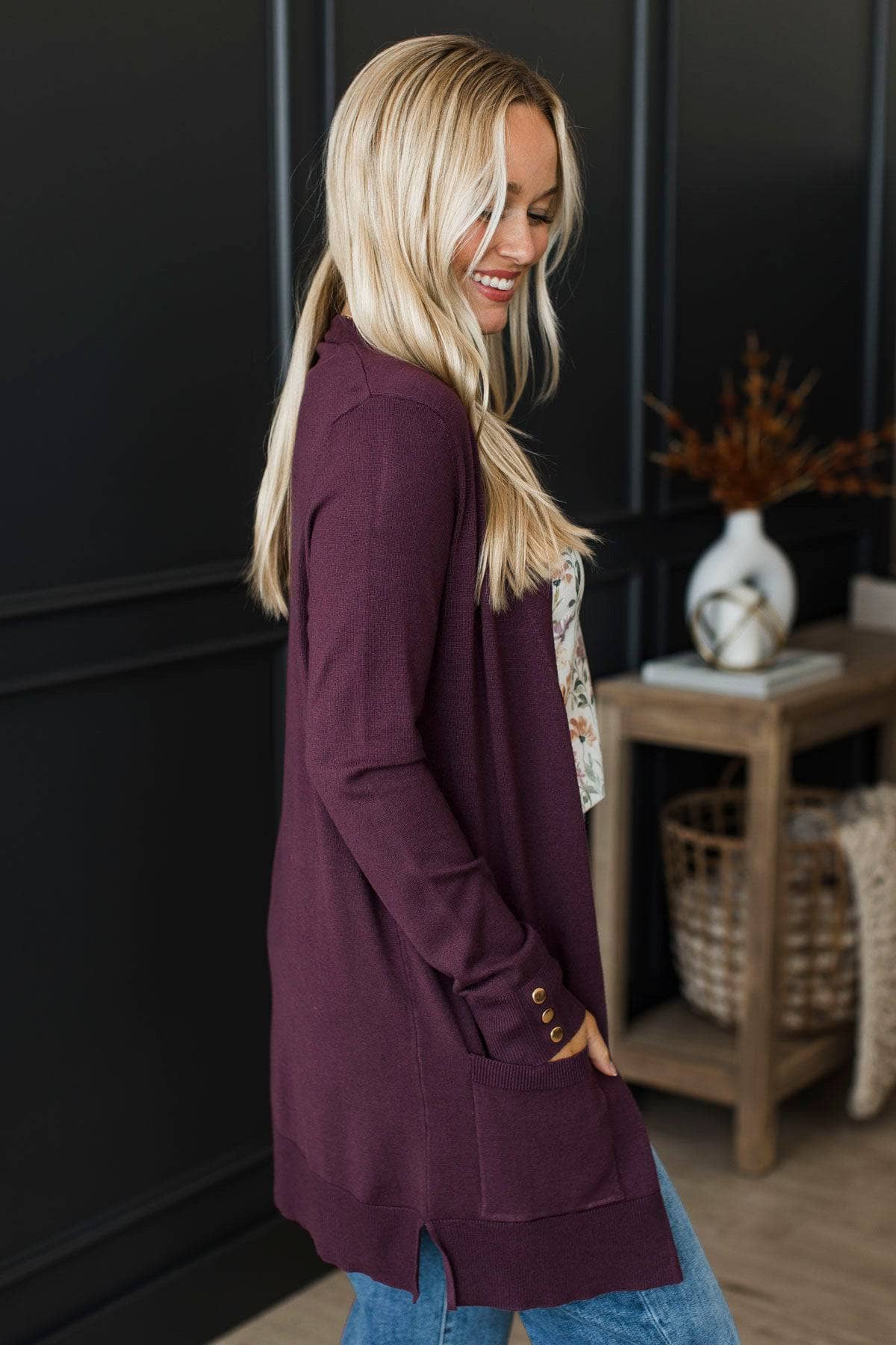 Always Impressive Knit Cardigan- Dusty Plum - Image 6