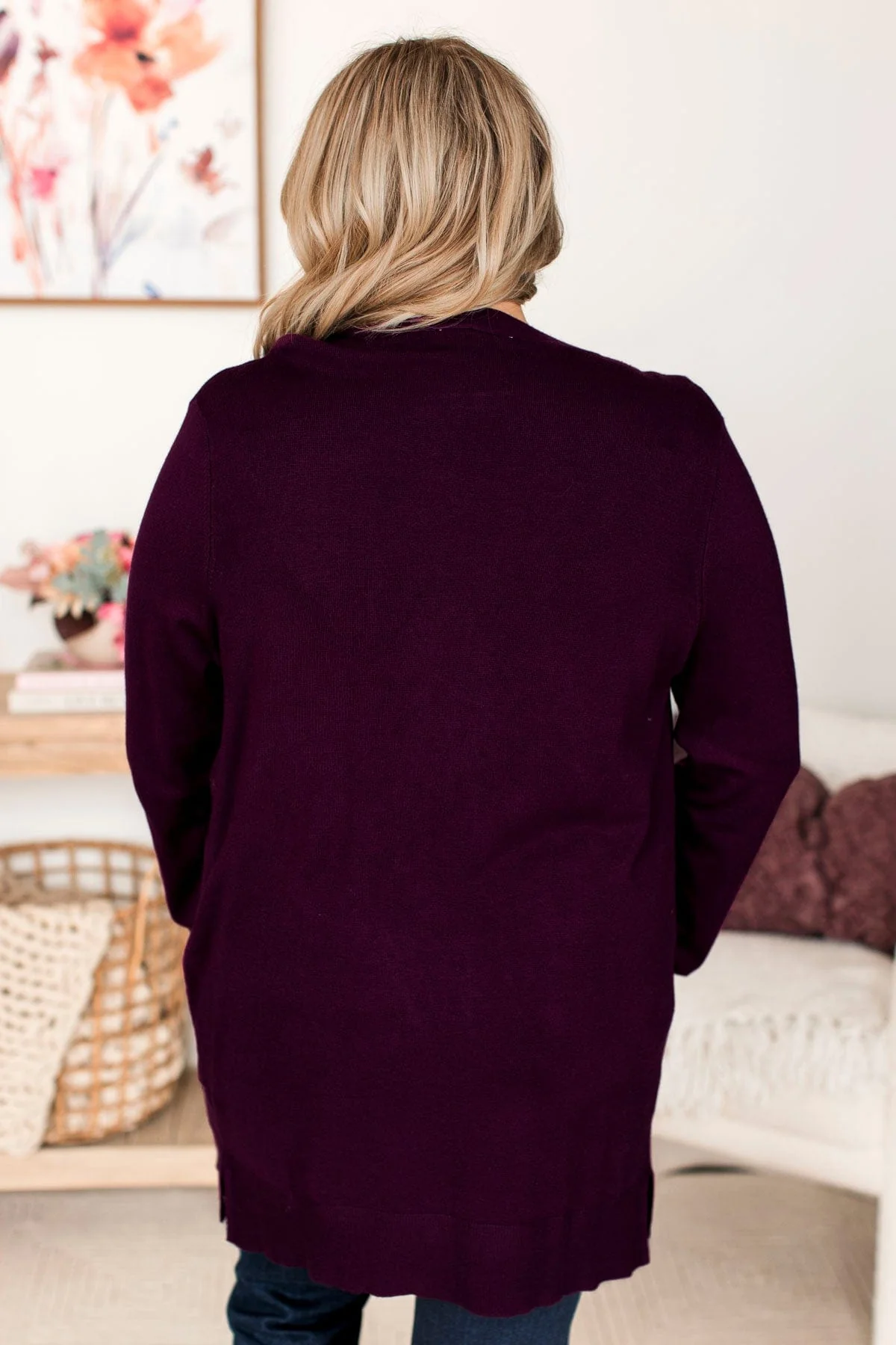 Always Impressive Knit Cardigan- Eggplant - Image 6