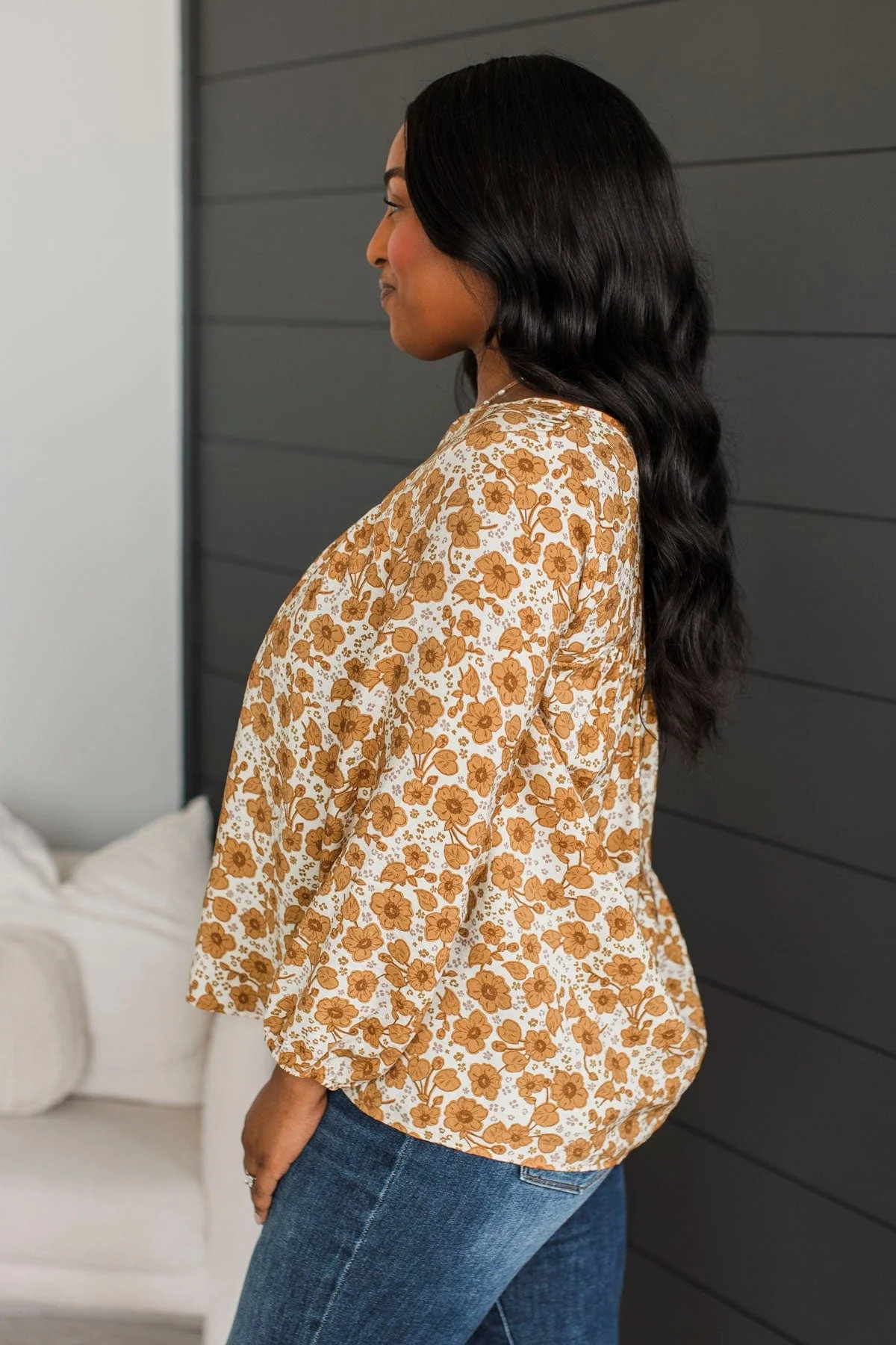 Always In Bloom Floral Blouse- Cream & Mustard - Image 5