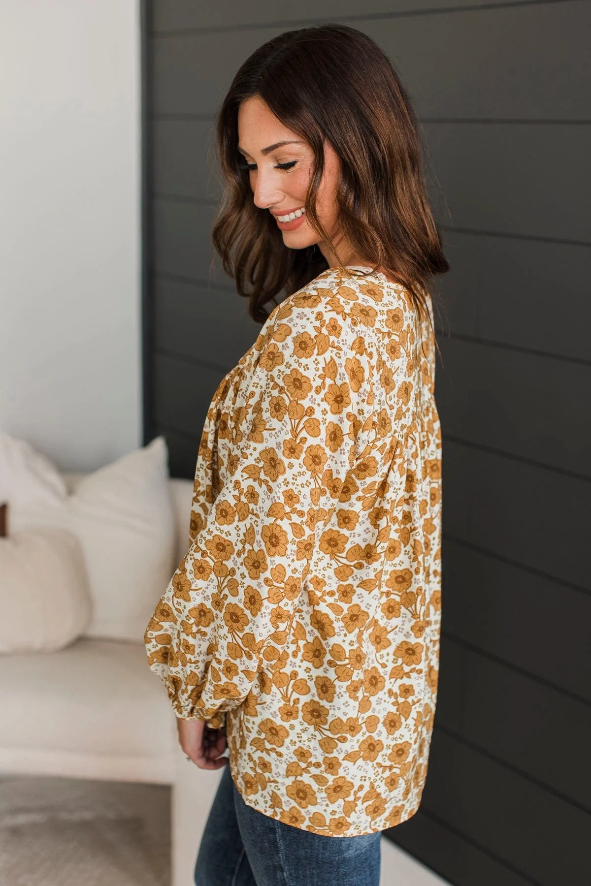 Always In Bloom Floral Blouse- Cream & Mustard - Image 6