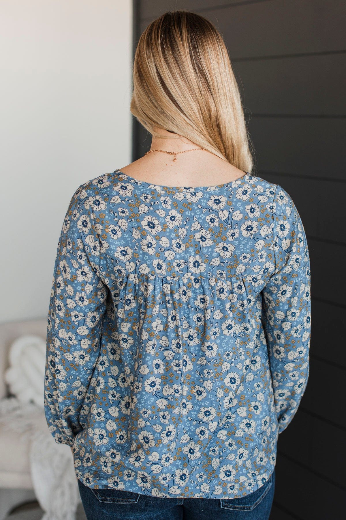 Always In Bloom Floral Blouse- Denim - Image 7