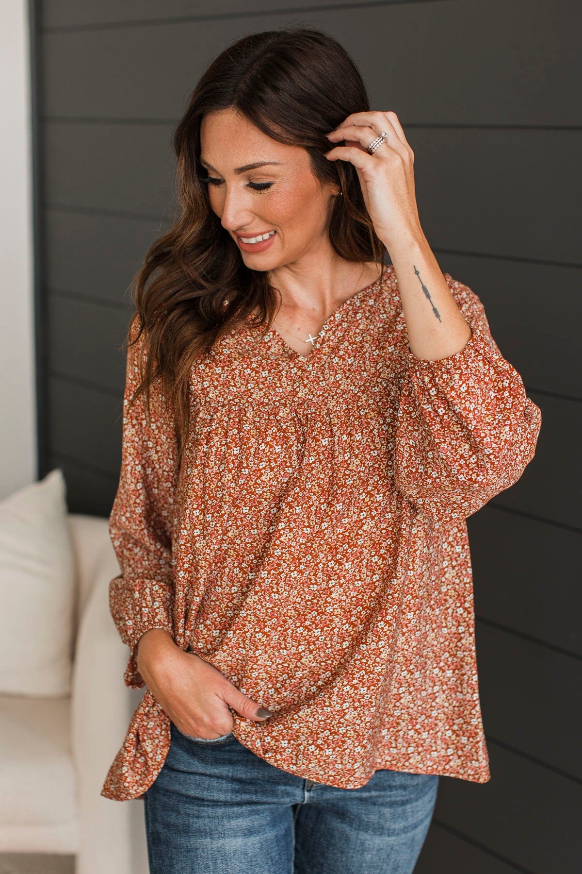 Always In Bloom Floral Blouse- Rust - Image 2
