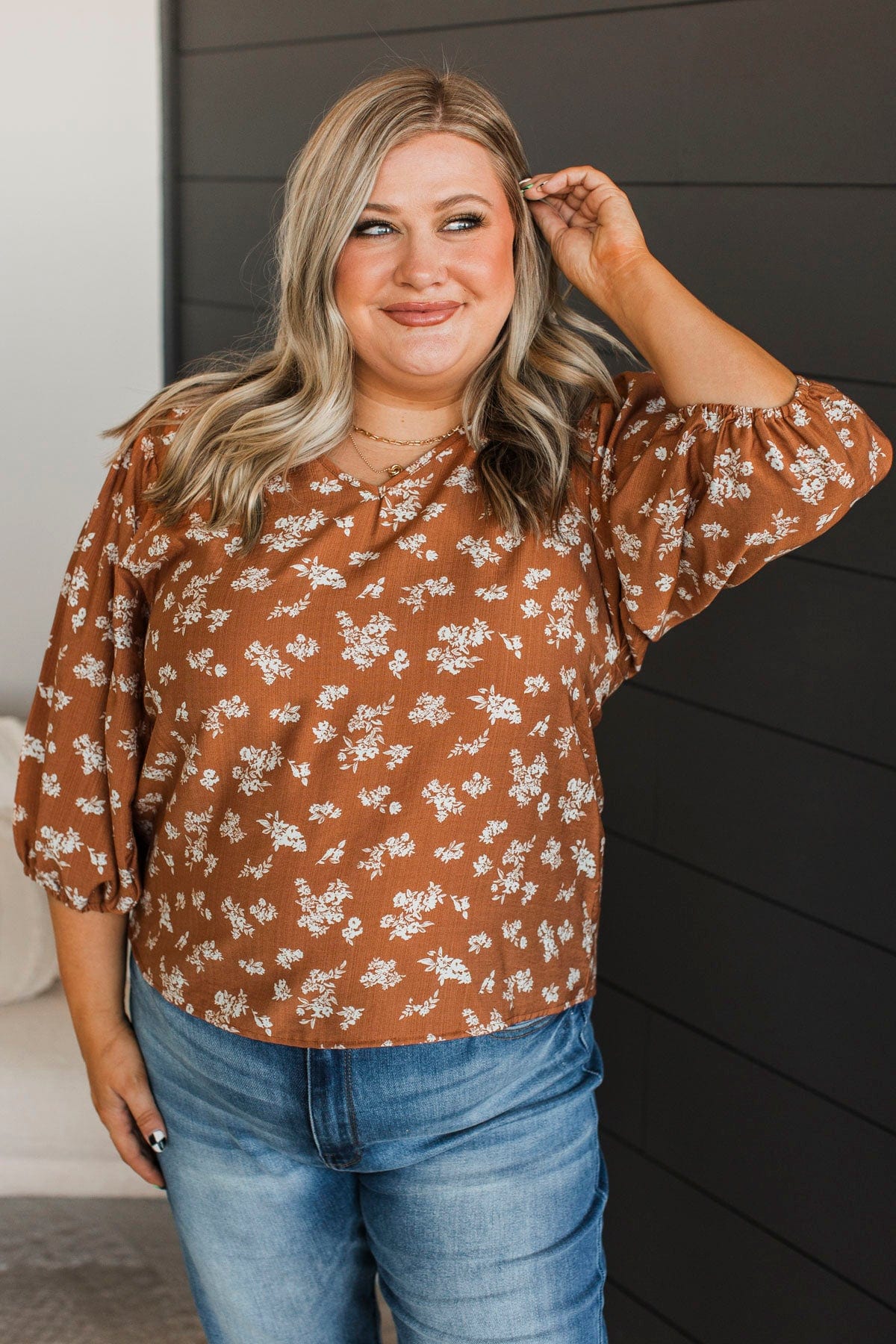 Always In My Mind Floral Blouse- Burnt Orange - Image 2