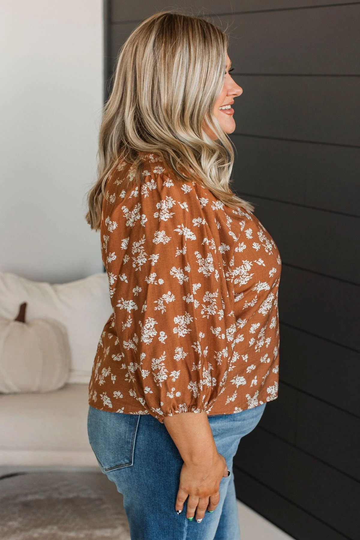 Always In My Mind Floral Blouse- Burnt Orange - Image 6