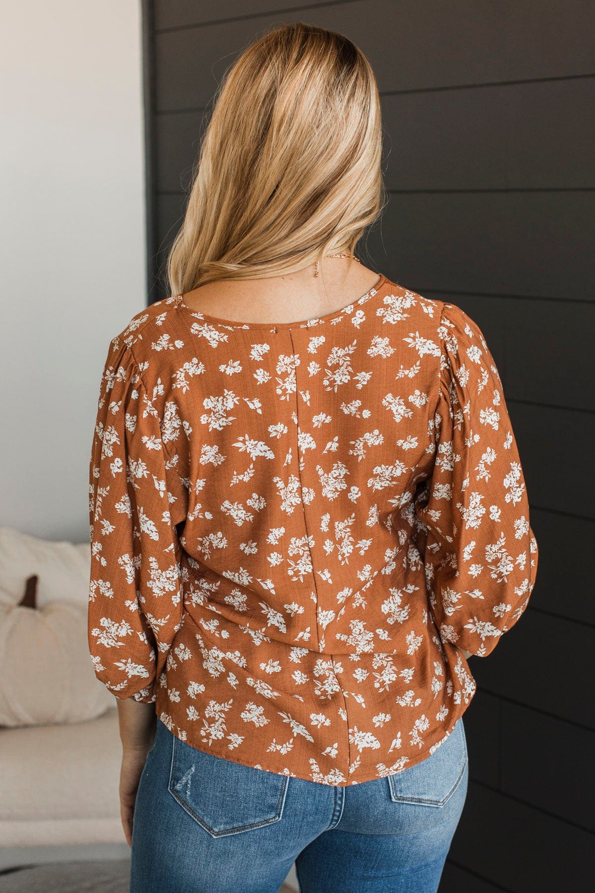 Always In My Mind Floral Blouse- Burnt Orange - Image 7