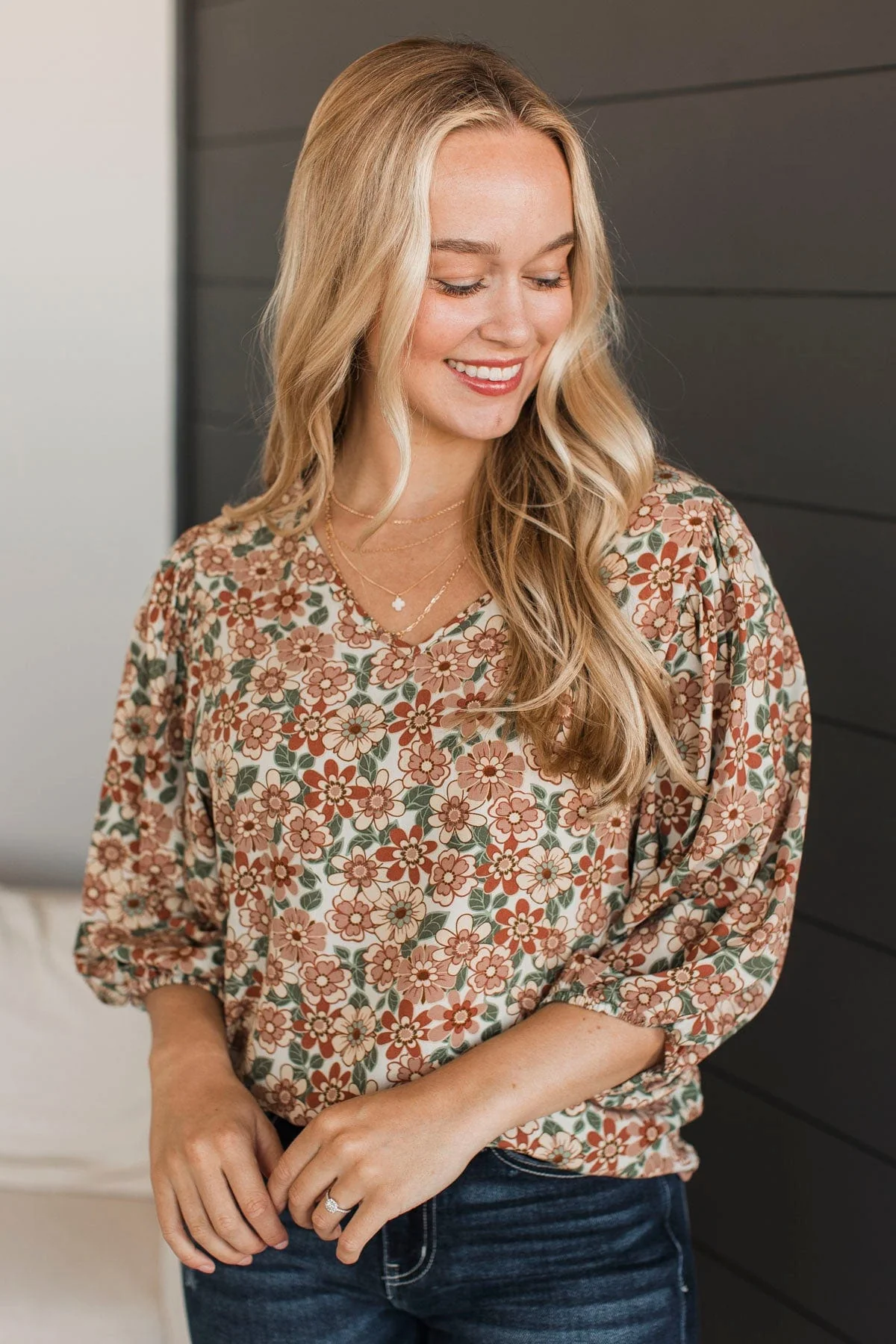 Always In My Mind Floral Blouse- Cream - Image 3