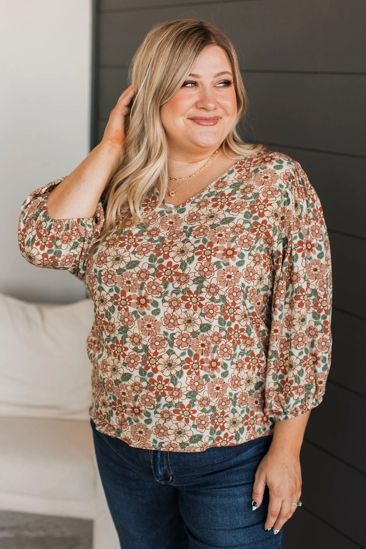 Always In My Mind Floral Blouse- Cream - Image 4