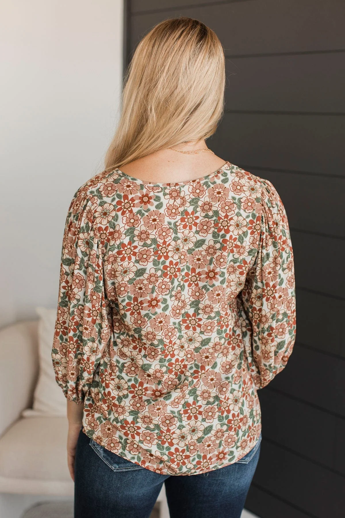 Always In My Mind Floral Blouse- Cream - Image 7