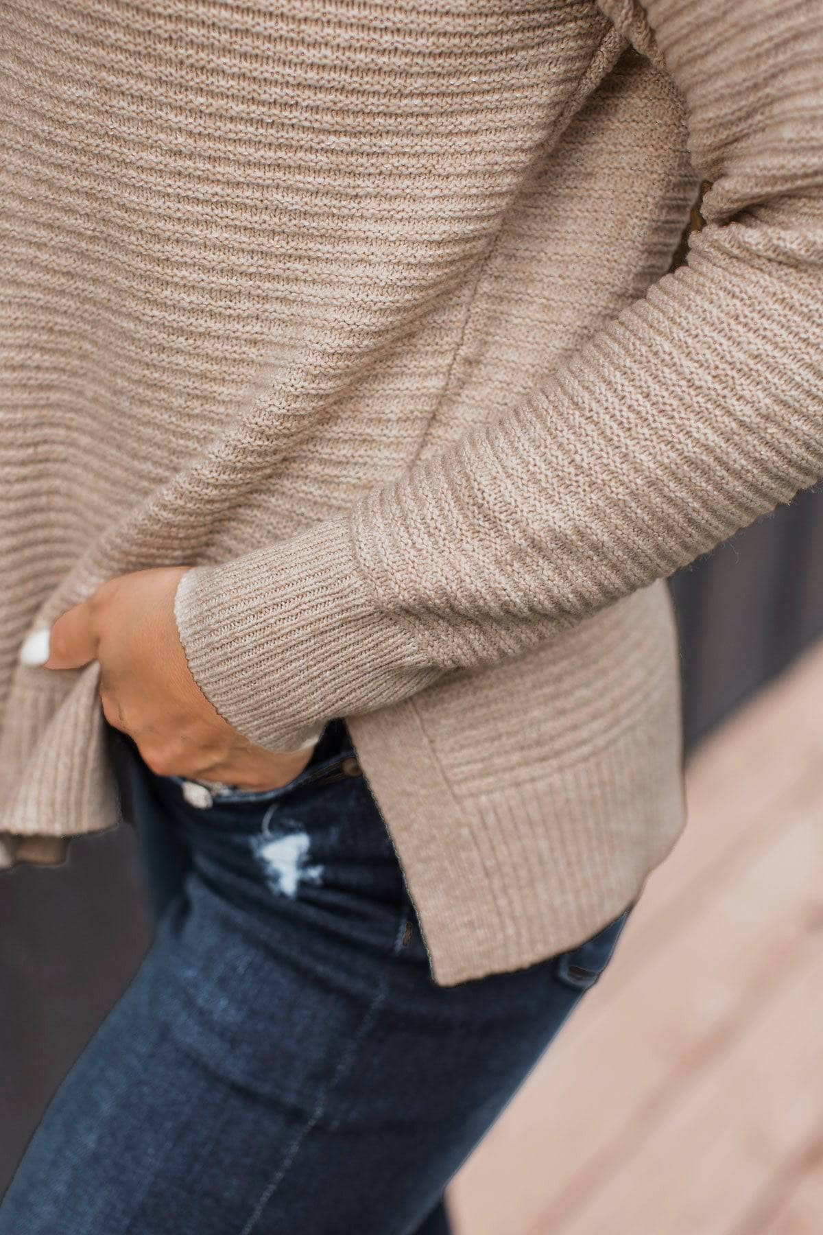 Always Inseparable Ribbed Knit Sweater- Almond - Image 4