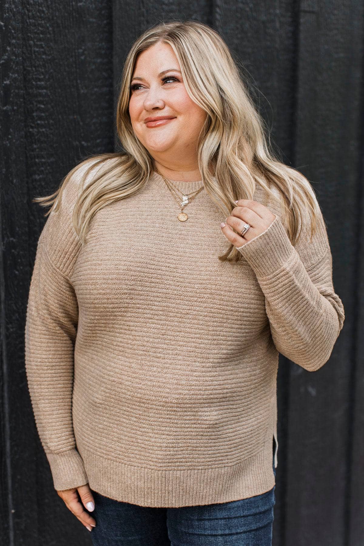 Always Inseparable Ribbed Knit Sweater- Almond - Image 5