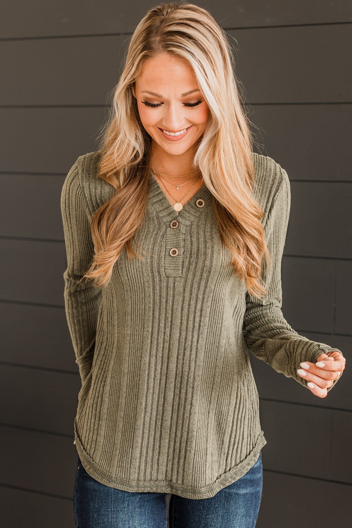 Always Lovable Knit Top- Dark Sage - Image 2