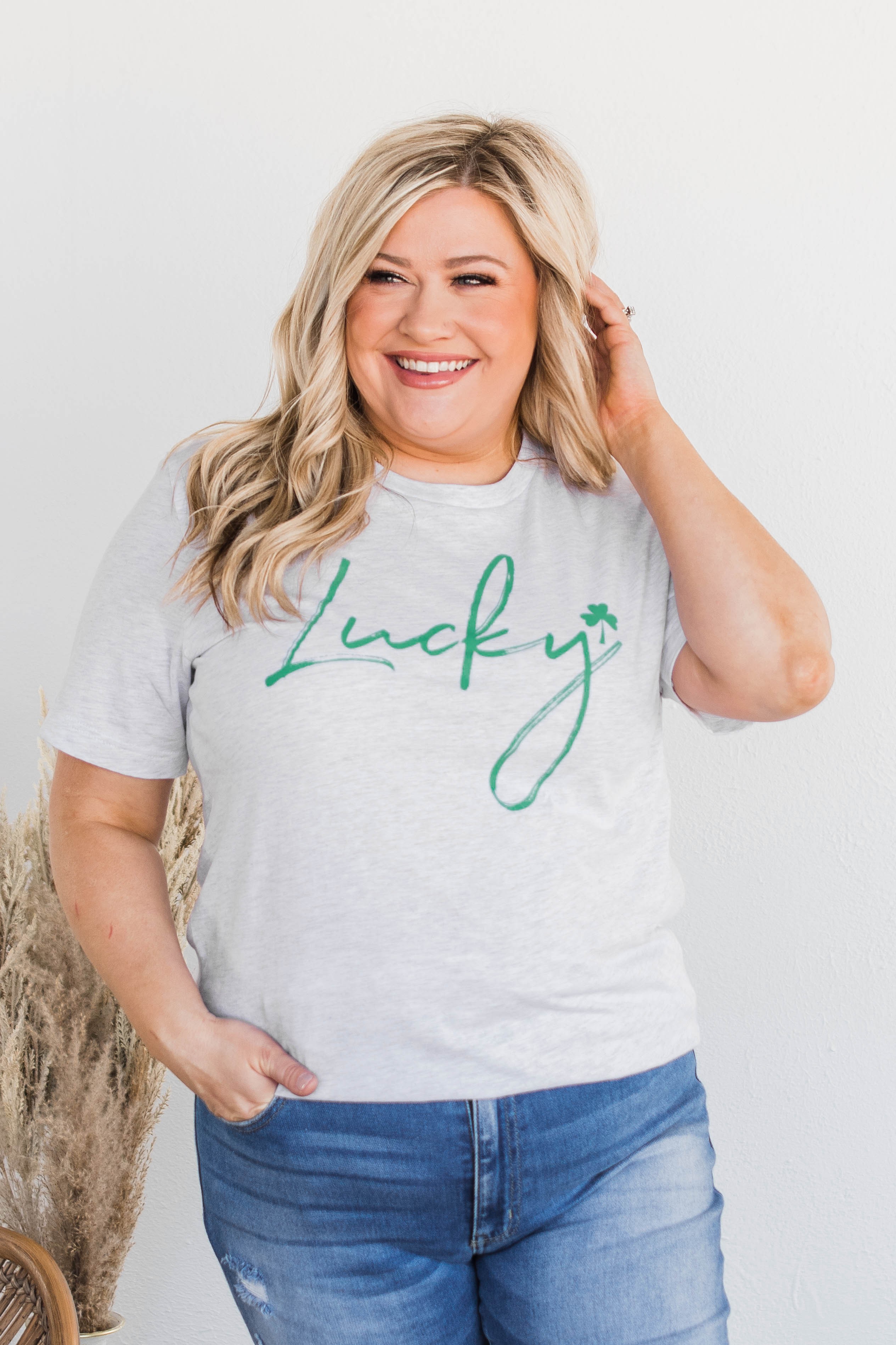Always "Lucky" Graphic Tee- Grey - Image 2