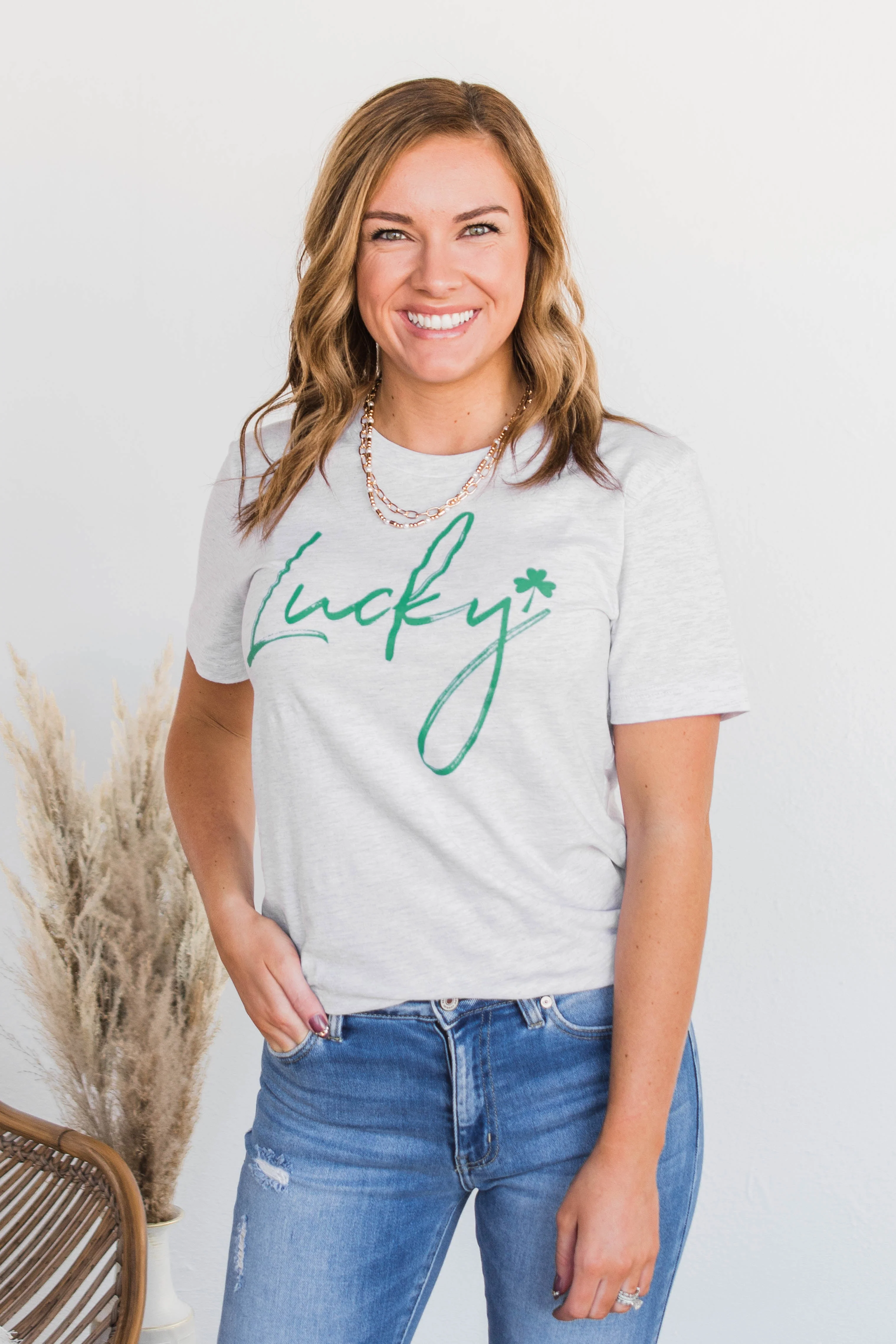 Always "Lucky" Graphic Tee- Grey - Image 3