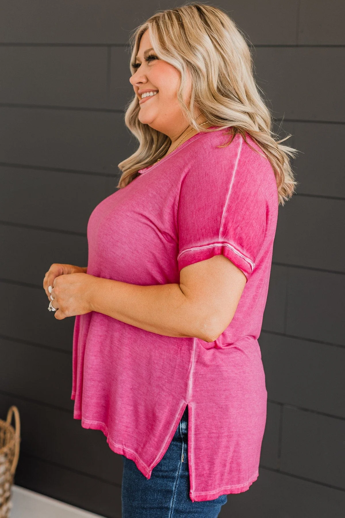 Always Memorable V-Neck Top- Hot Pink - Image 6