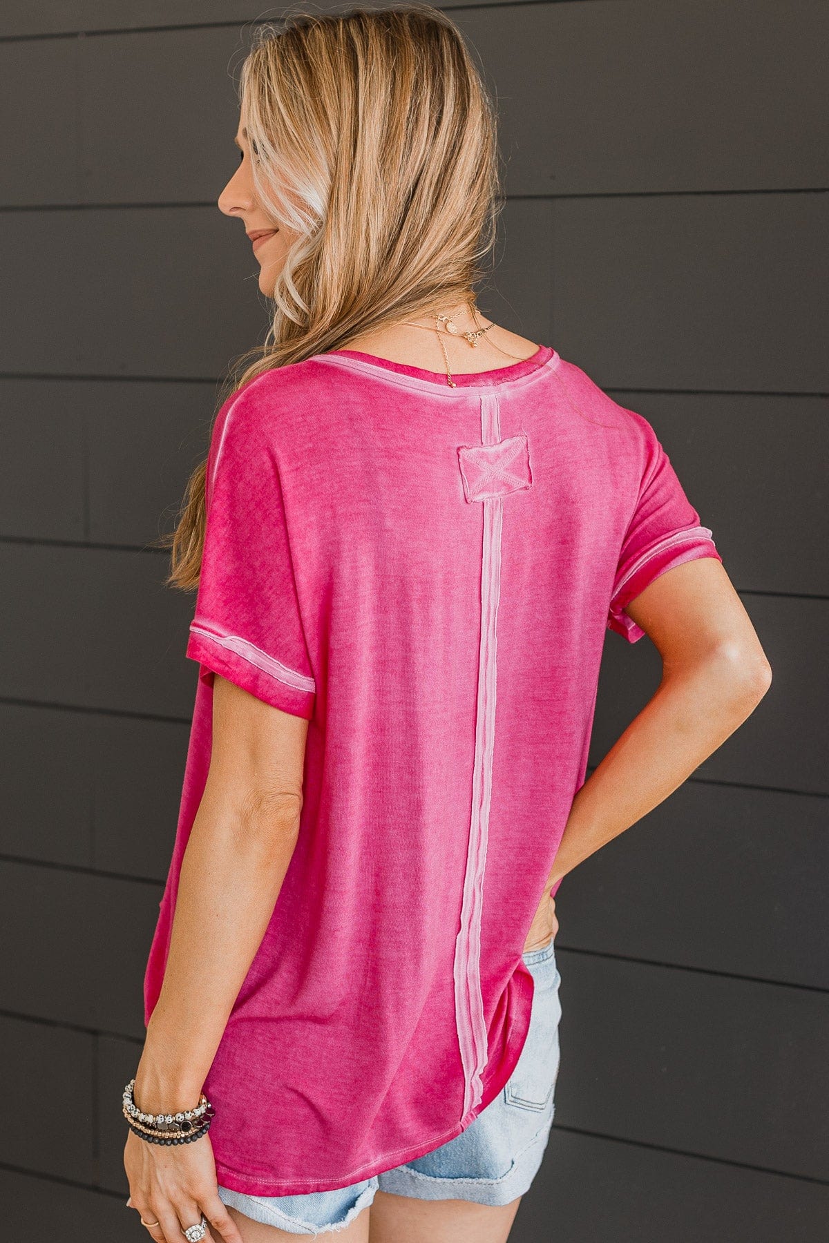 Always Memorable V-Neck Top- Hot Pink - Image 7