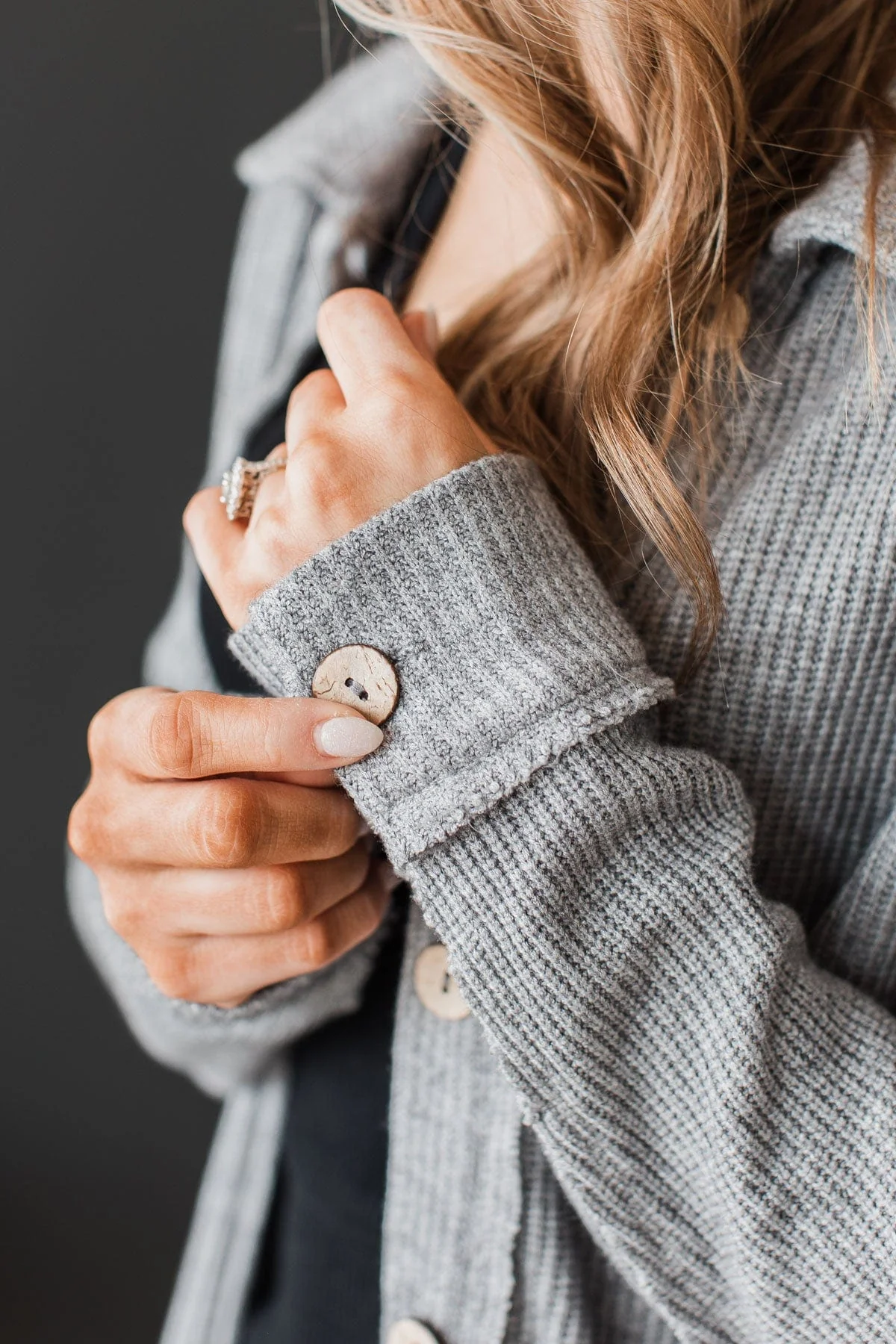 Always My Best Knit Shirt Jacket- Grey - Image 2