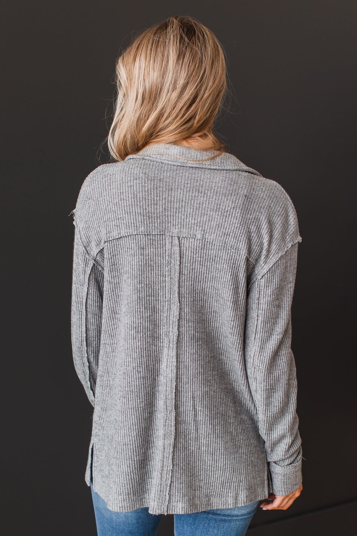 Always My Best Knit Shirt Jacket- Grey - Image 8