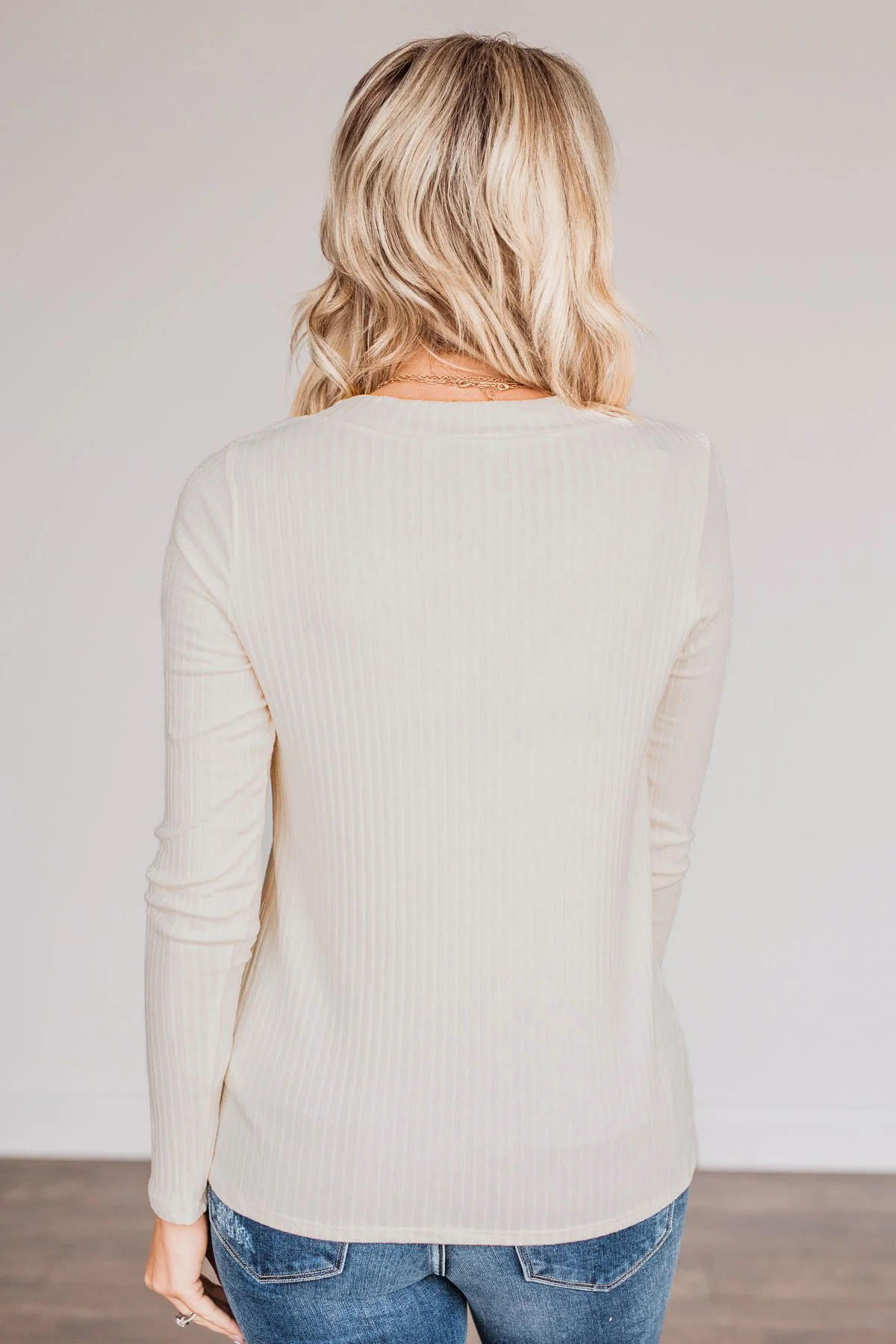 Always Myself Button Long Sleeve Top- Cream - Image 11