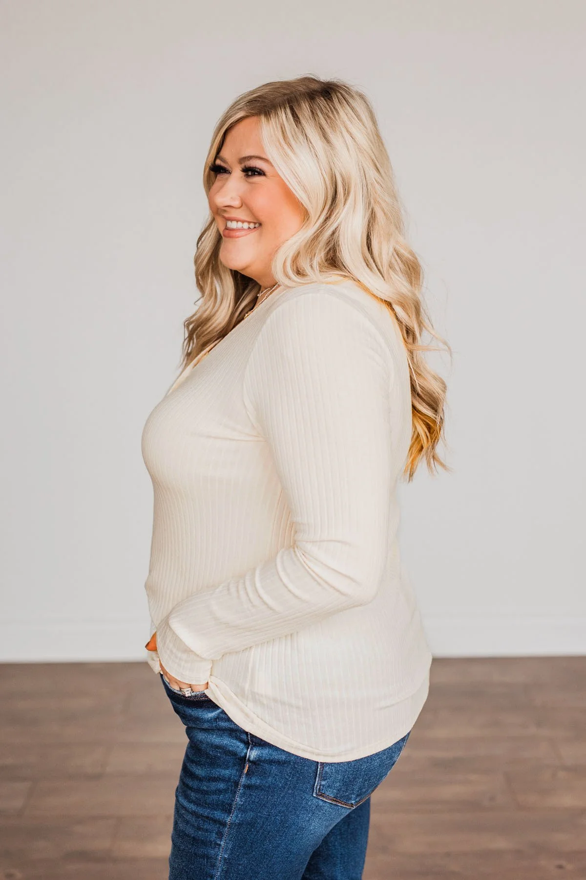 Always Myself Button Long Sleeve Top- Cream - Image 9