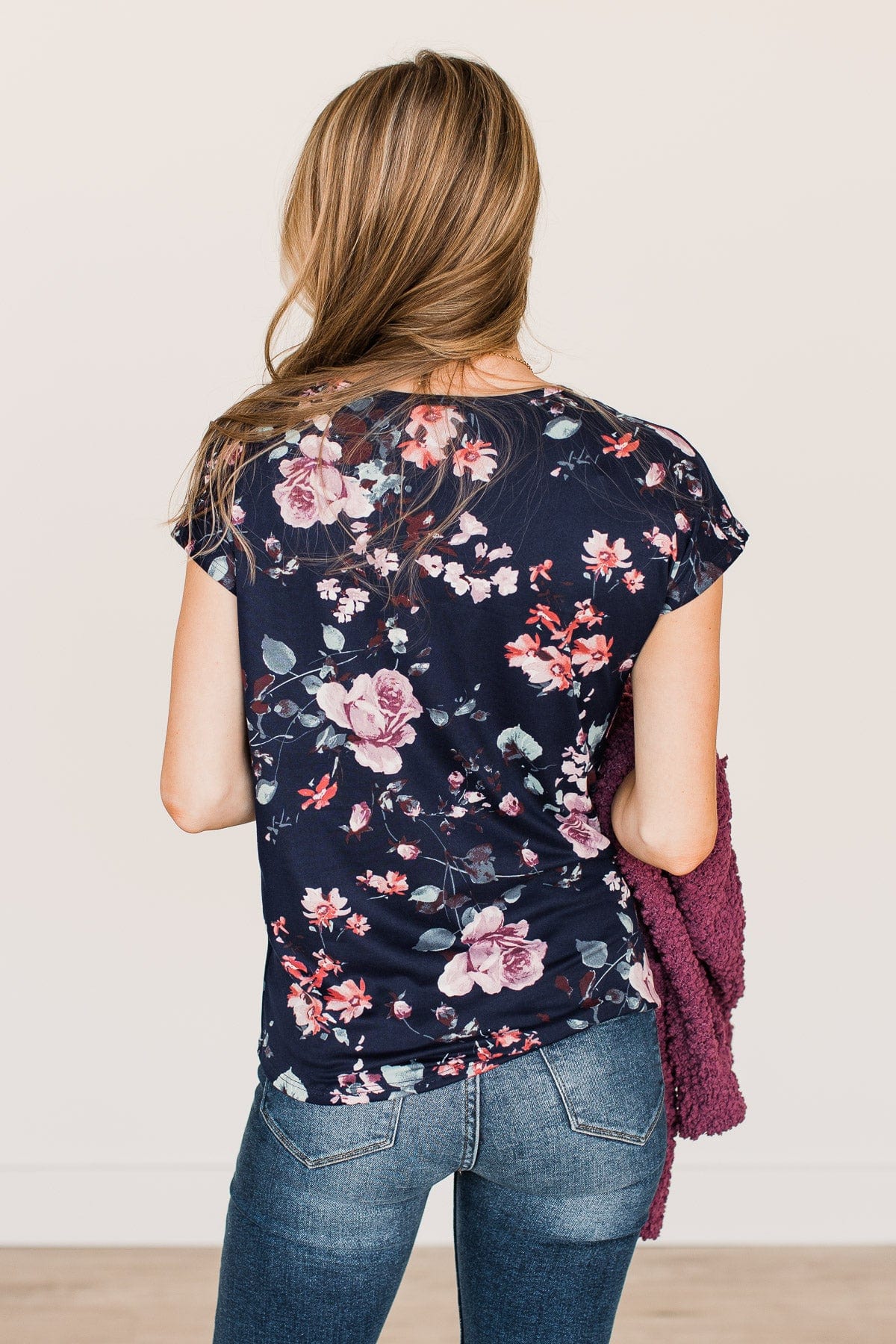 Always On My Mind Floral Top- Navy - Image 8