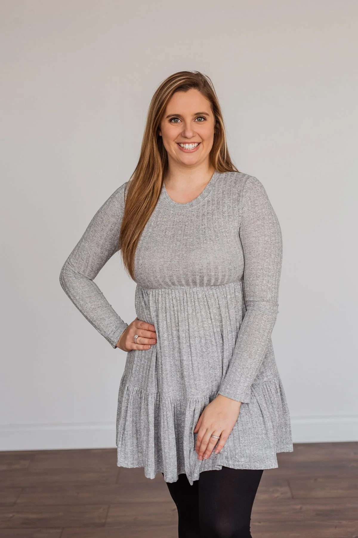 Always On Point Knit Dress- Heather Grey - Image 2