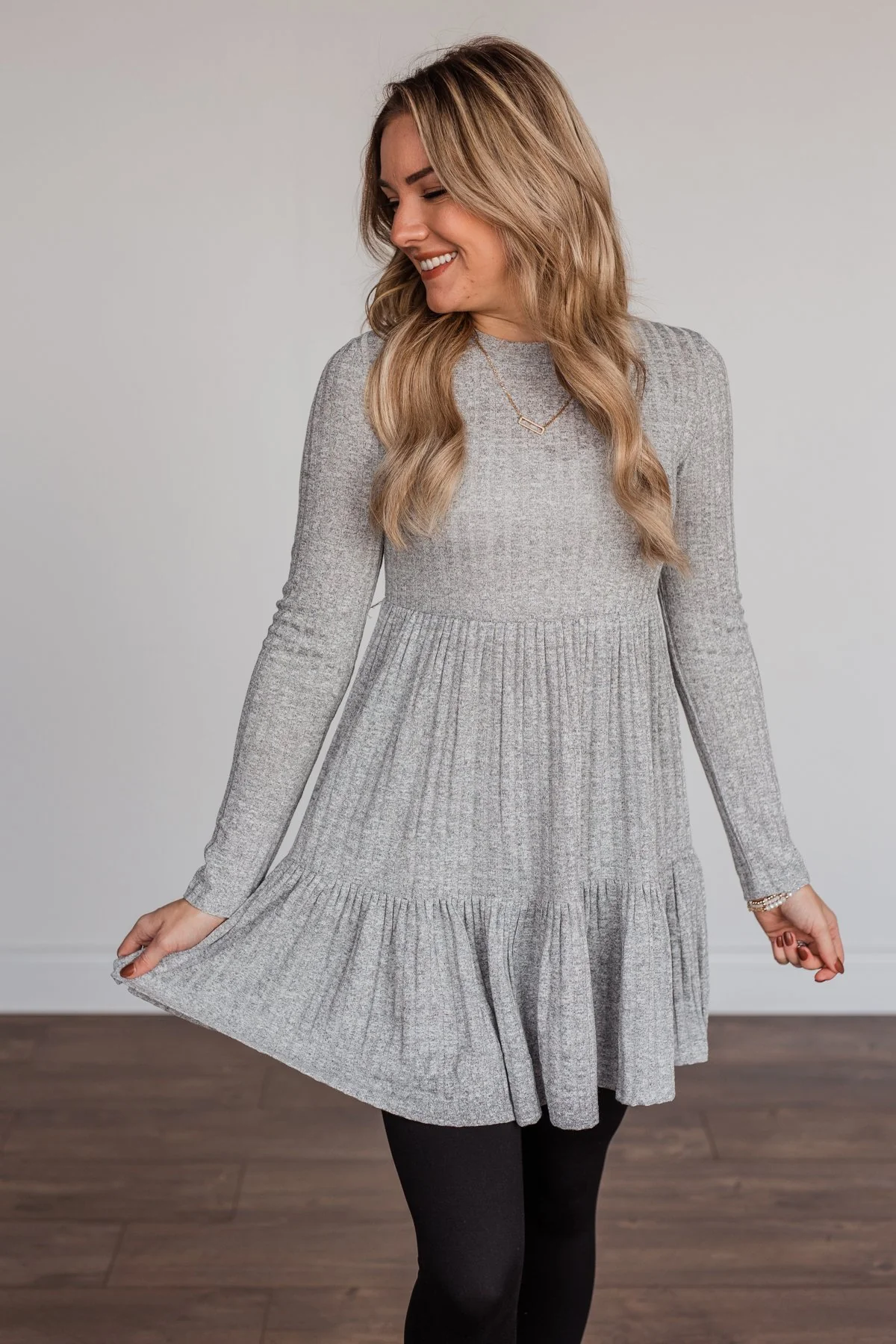Always On Point Knit Dress- Heather Grey - Image 3