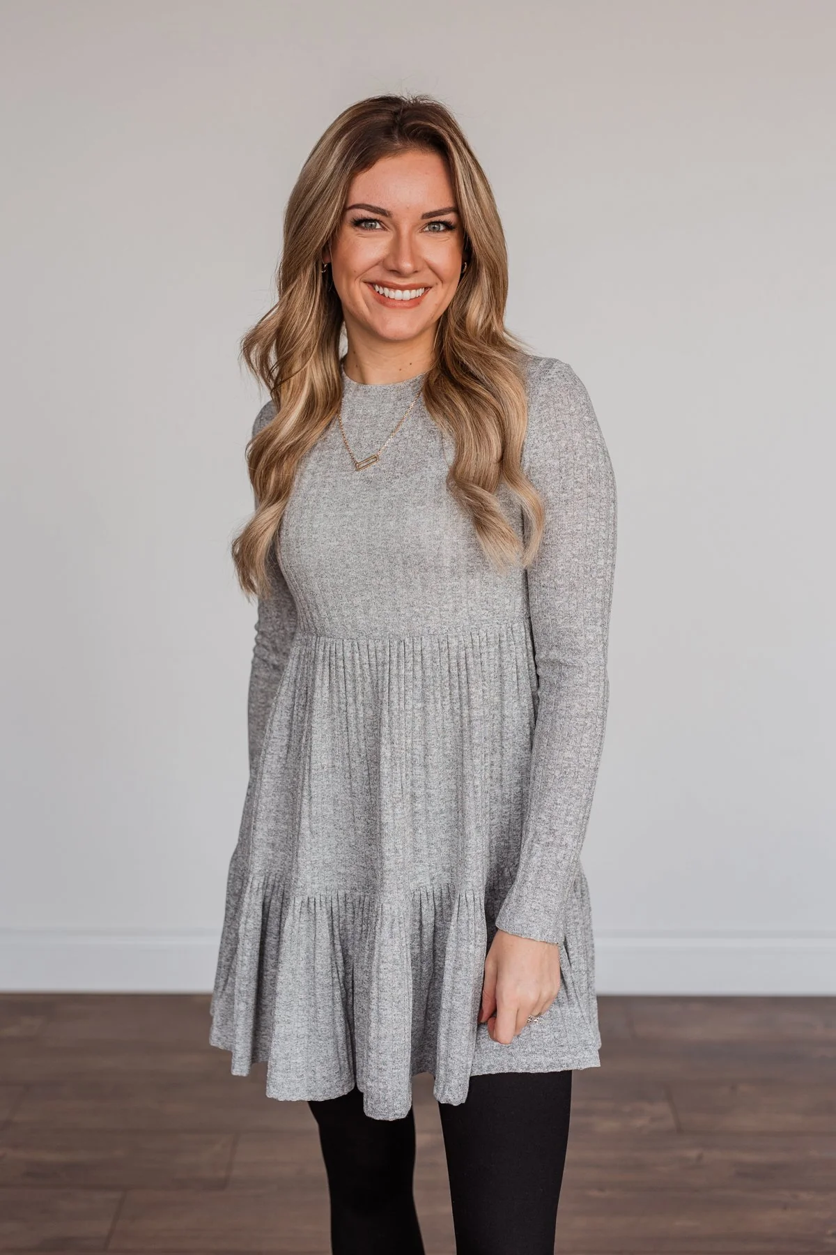 Always On Point Knit Dress- Heather Grey - Image 6