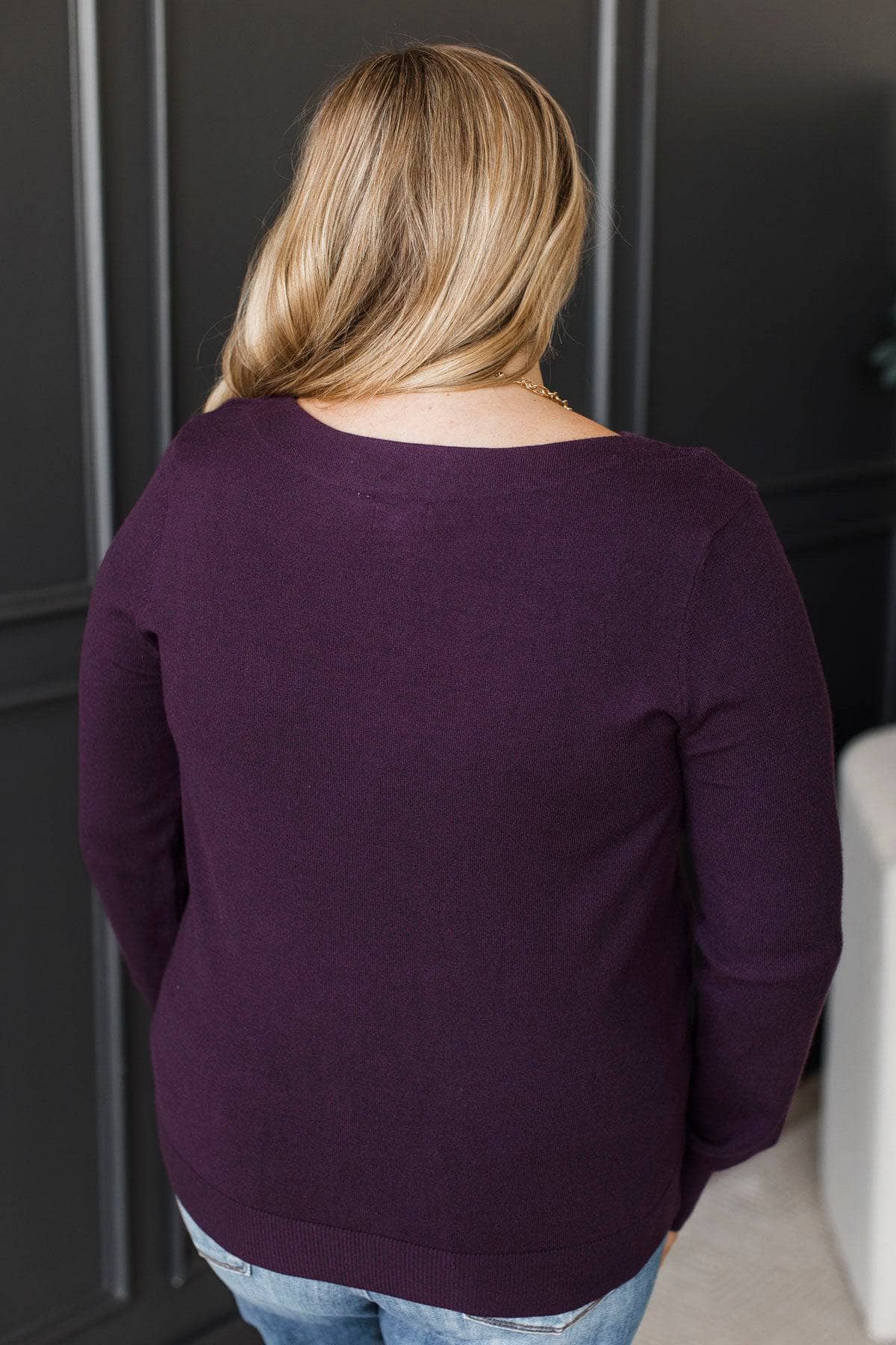 Always Remarkable Boat Neck Sweater- Dark Purple - Image 7