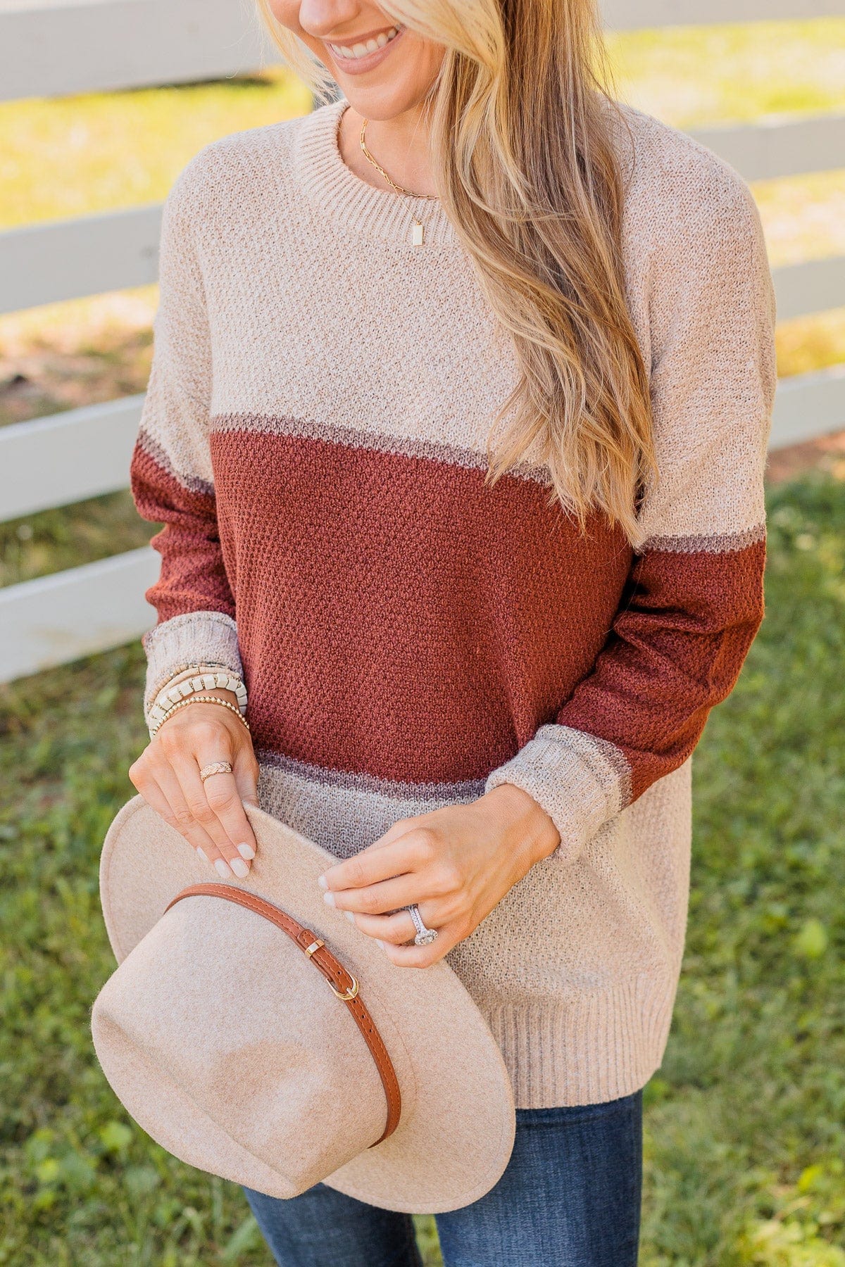 Always There For You Knit Sweater- Copper & Oatmeal - Image 2