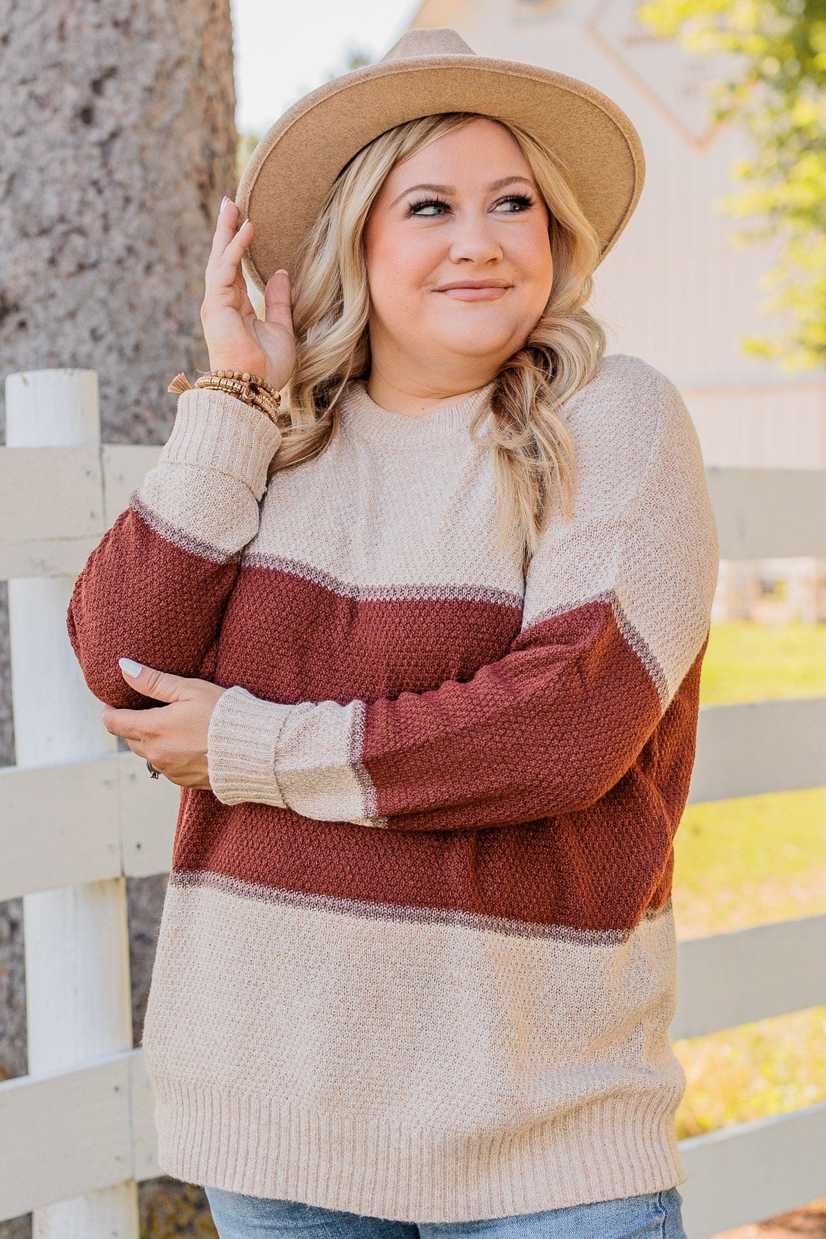 Always There For You Knit Sweater- Copper & Oatmeal - Image 6