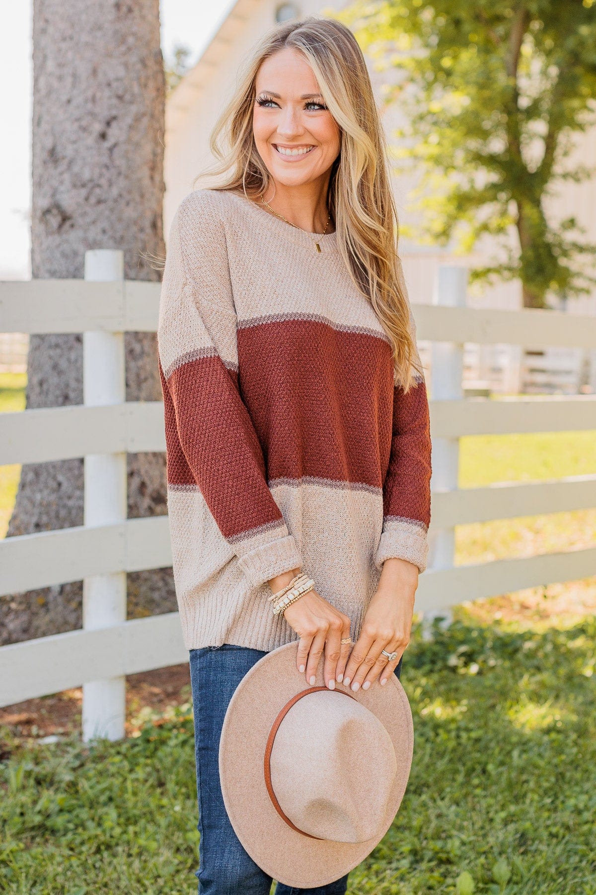 Always There For You Knit Sweater- Copper & Oatmeal - Image 7