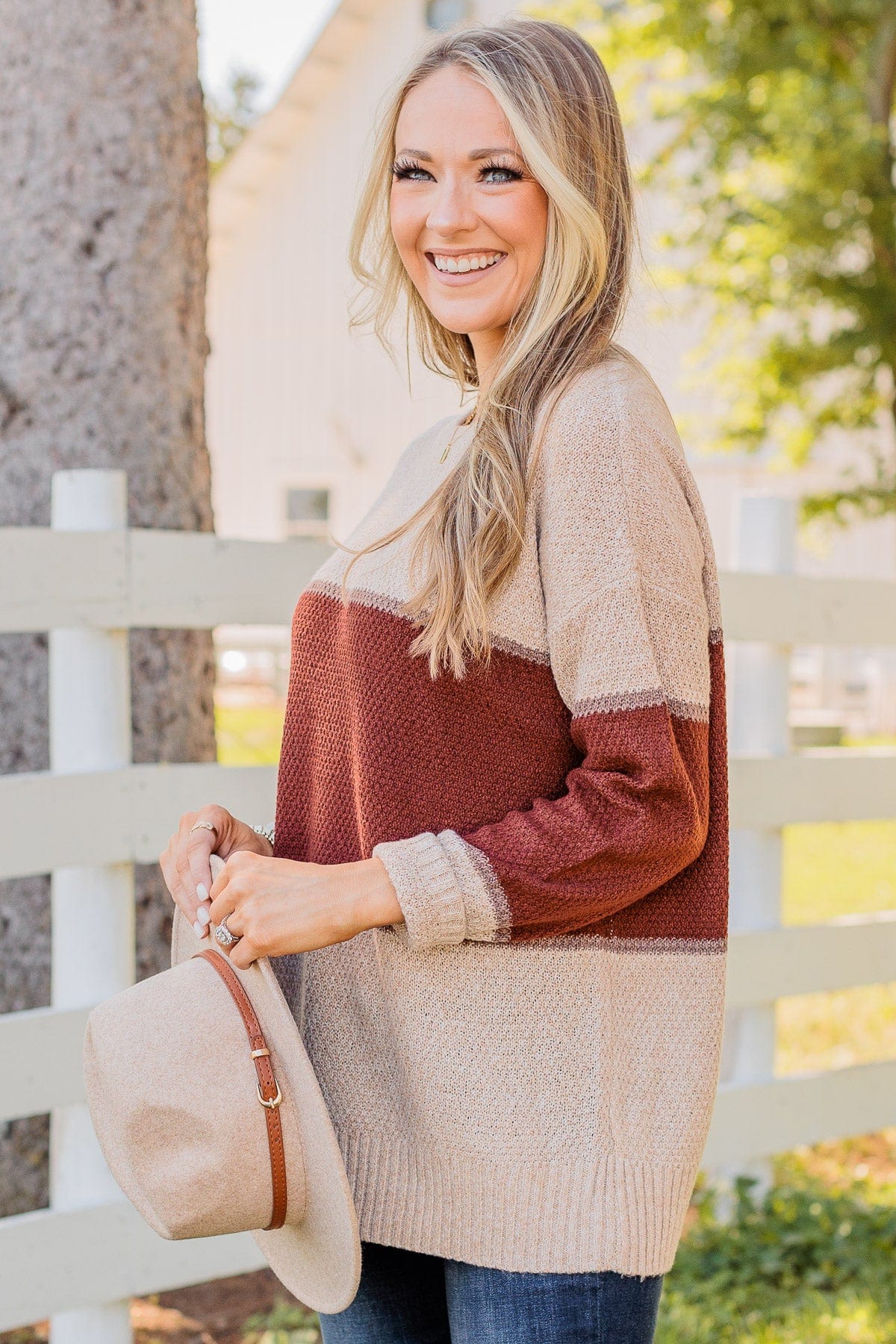Always There For You Knit Sweater- Copper & Oatmeal - Image 8