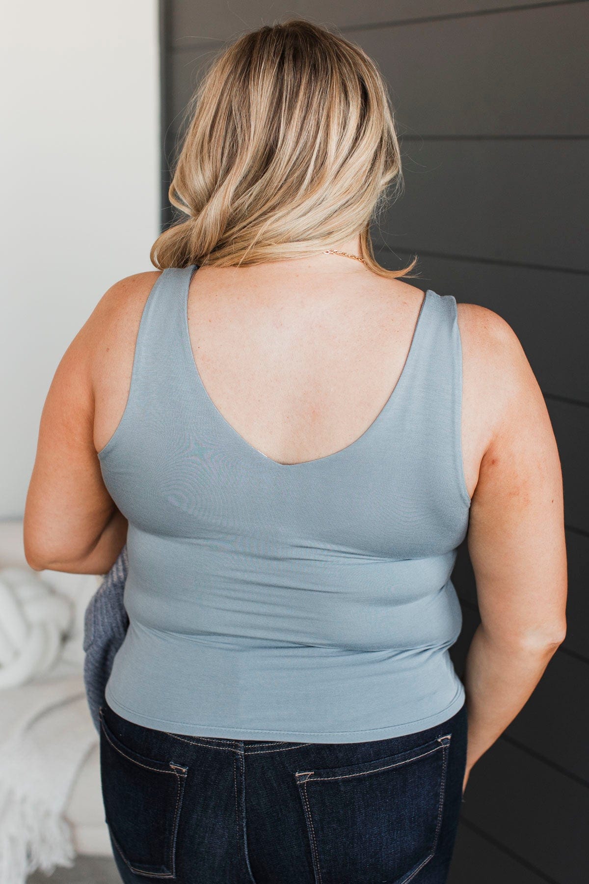 Always Together V-Neck Tank Top- Slate Blue - Image 8