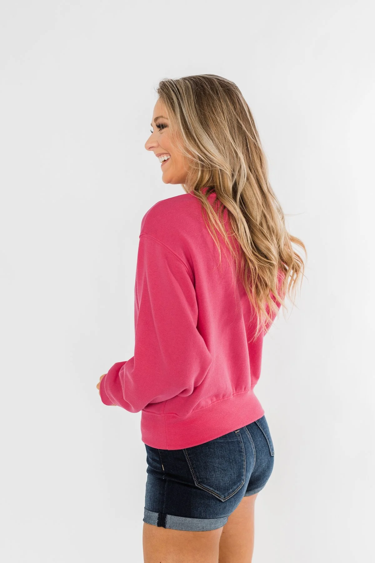 Always Wanting More Crew Neck Pullover- Fuchsia - Image 11