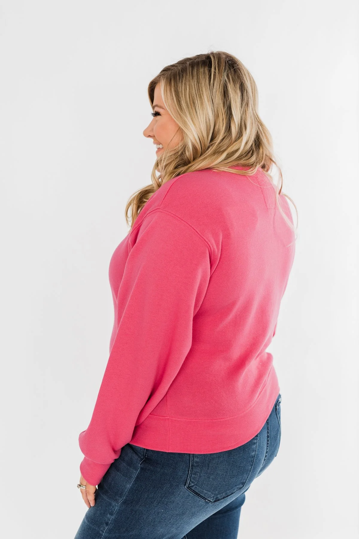 Always Wanting More Crew Neck Pullover- Fuchsia - Image 6