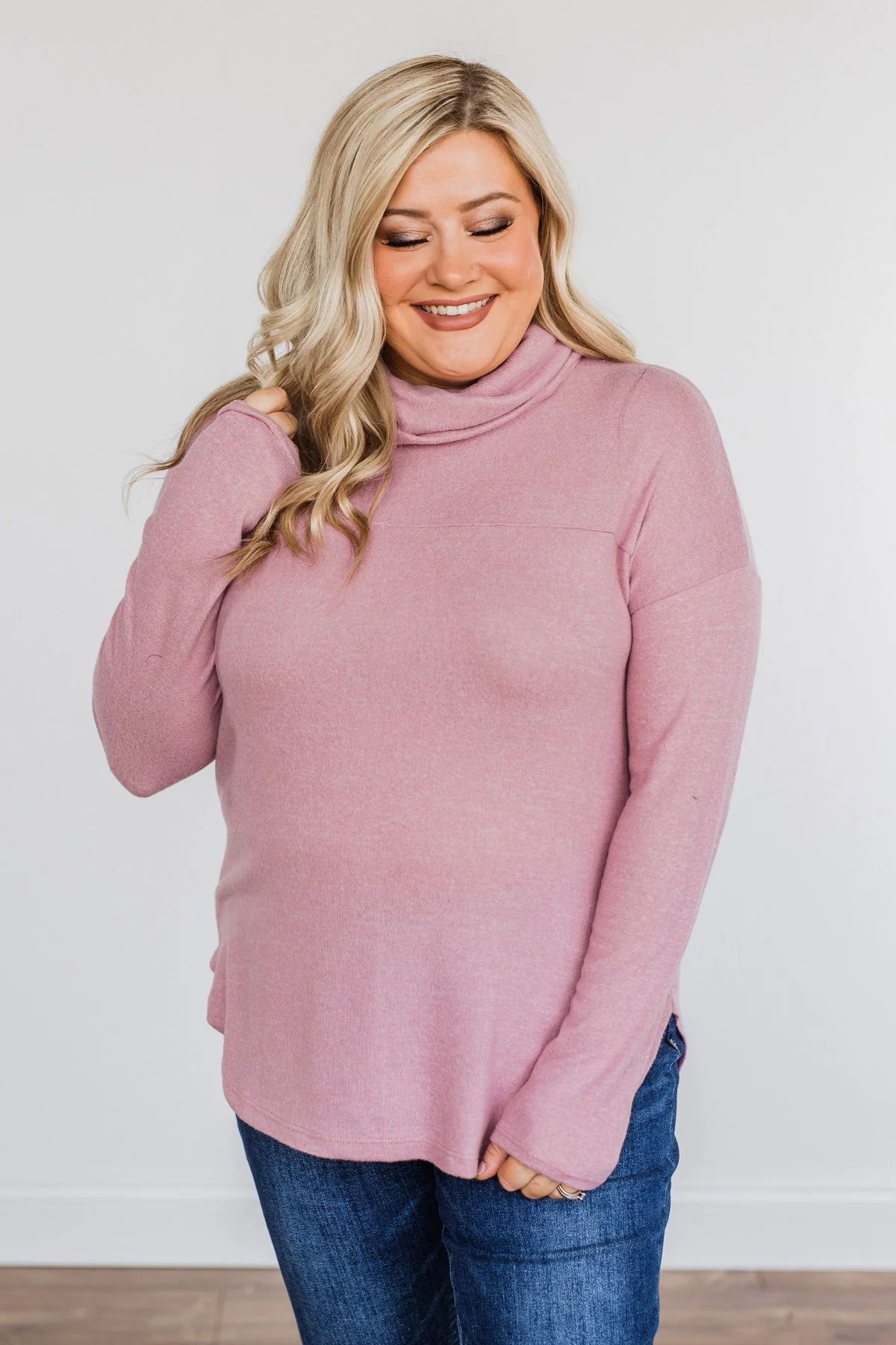 Always Winning Long Sleeve Cowl Neck Top- Orchid - Image 2