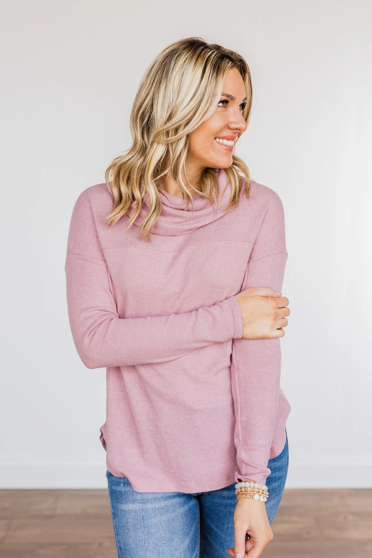 Always Winning Long Sleeve Cowl Neck Top- Orchid - Image 3