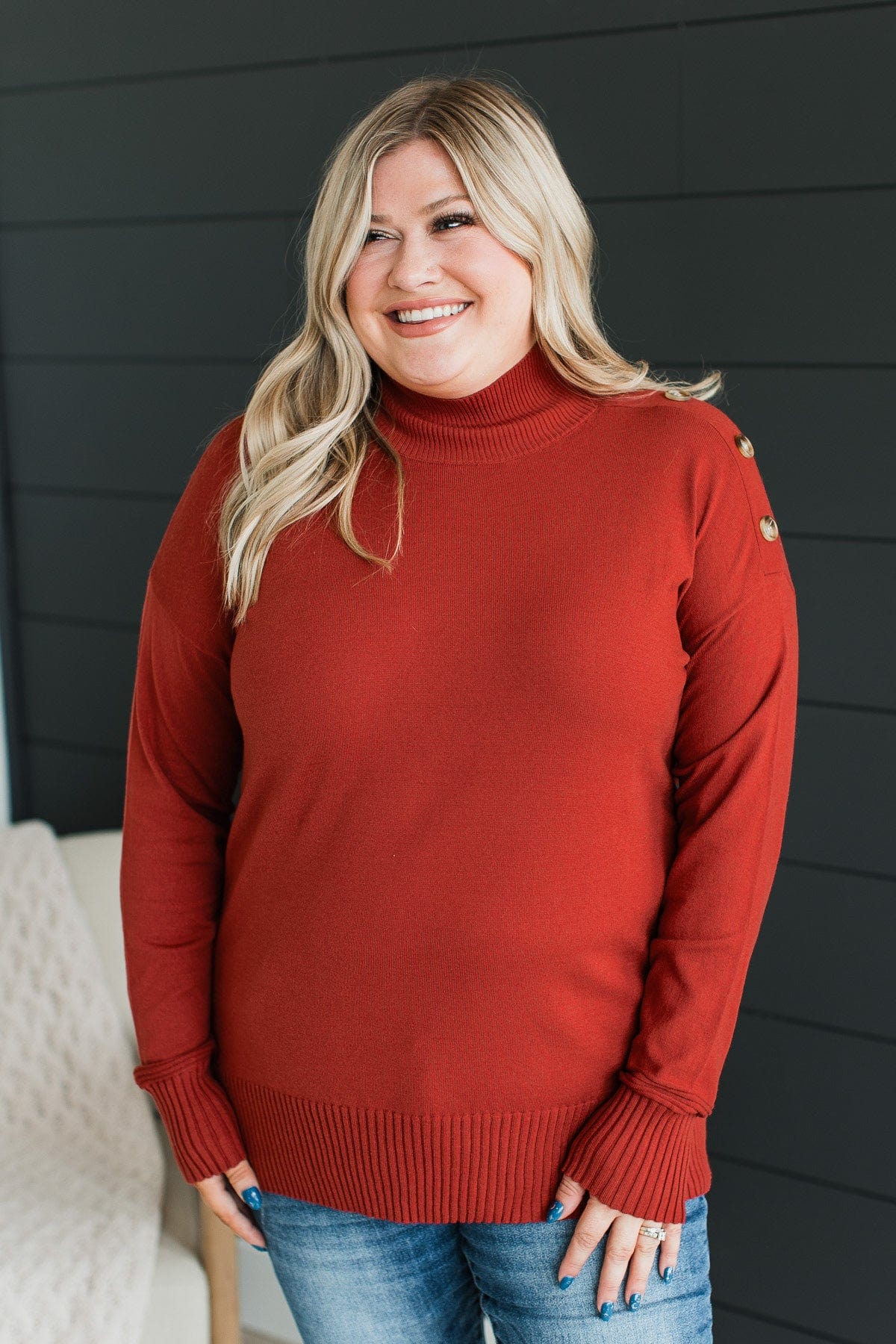 Always Your Girl Knit Sweater- Dark Rust - Image 2