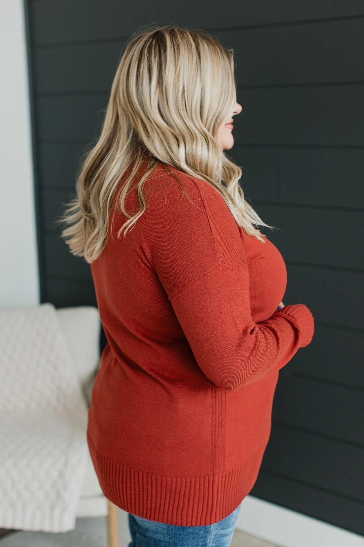 Always Your Girl Knit Sweater- Dark Rust - Image 5