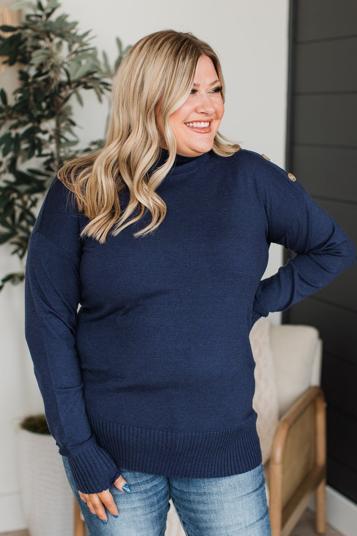 Always Your Girl Knit Sweater- Navy - Image 5