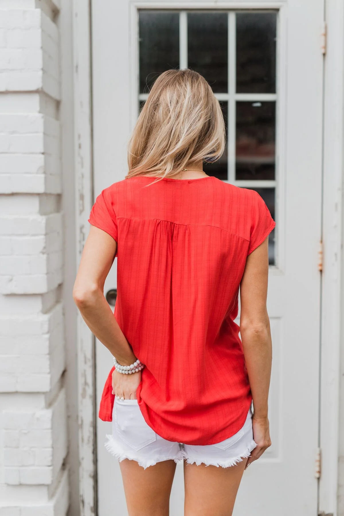 Amazed By You Button & Tie Top- Scarlet Red - Image 5