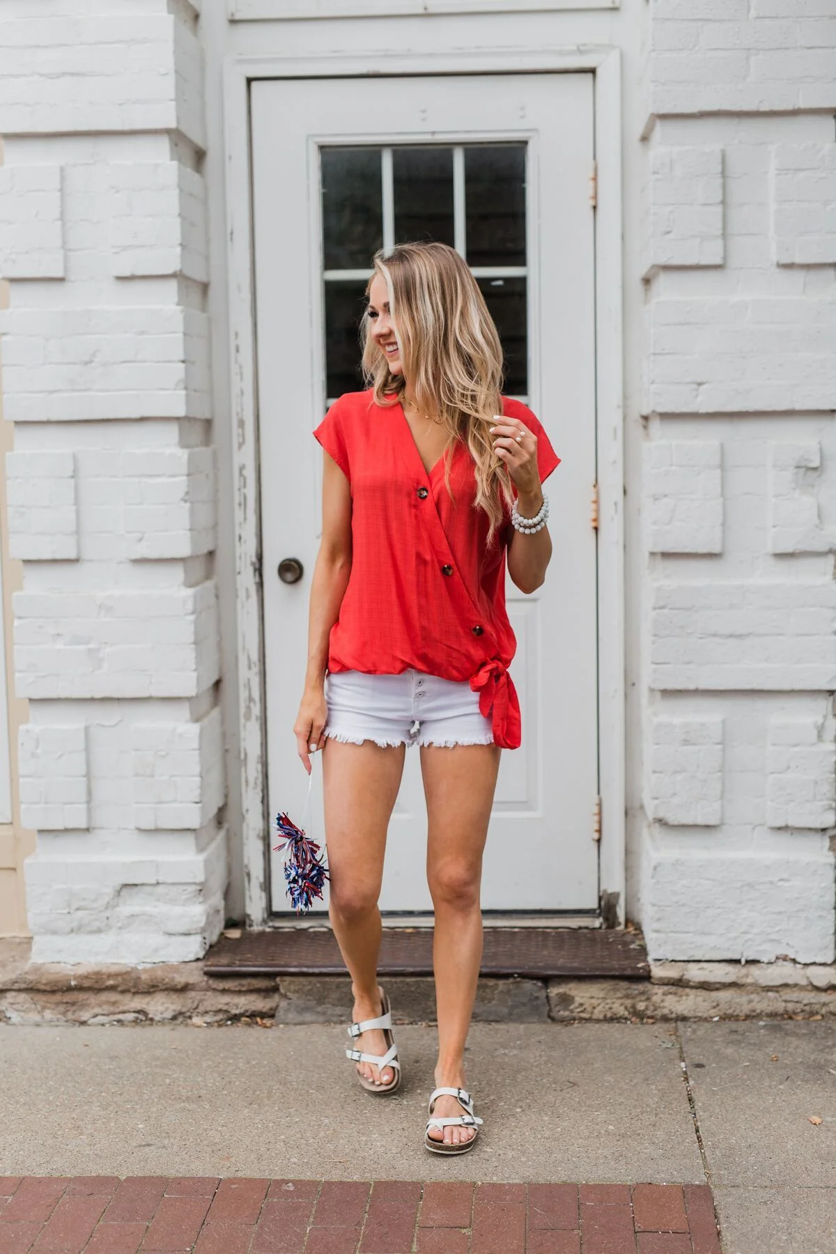 Amazed By You Button & Tie Top- Scarlet Red - Image 9