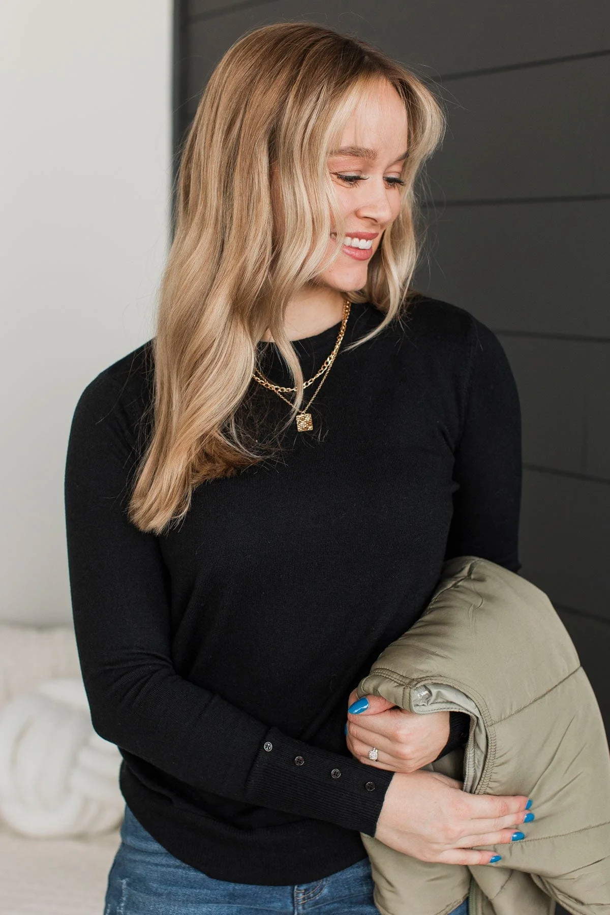 Amazing Moments Lightweight Knit Sweater- Black - Image 5