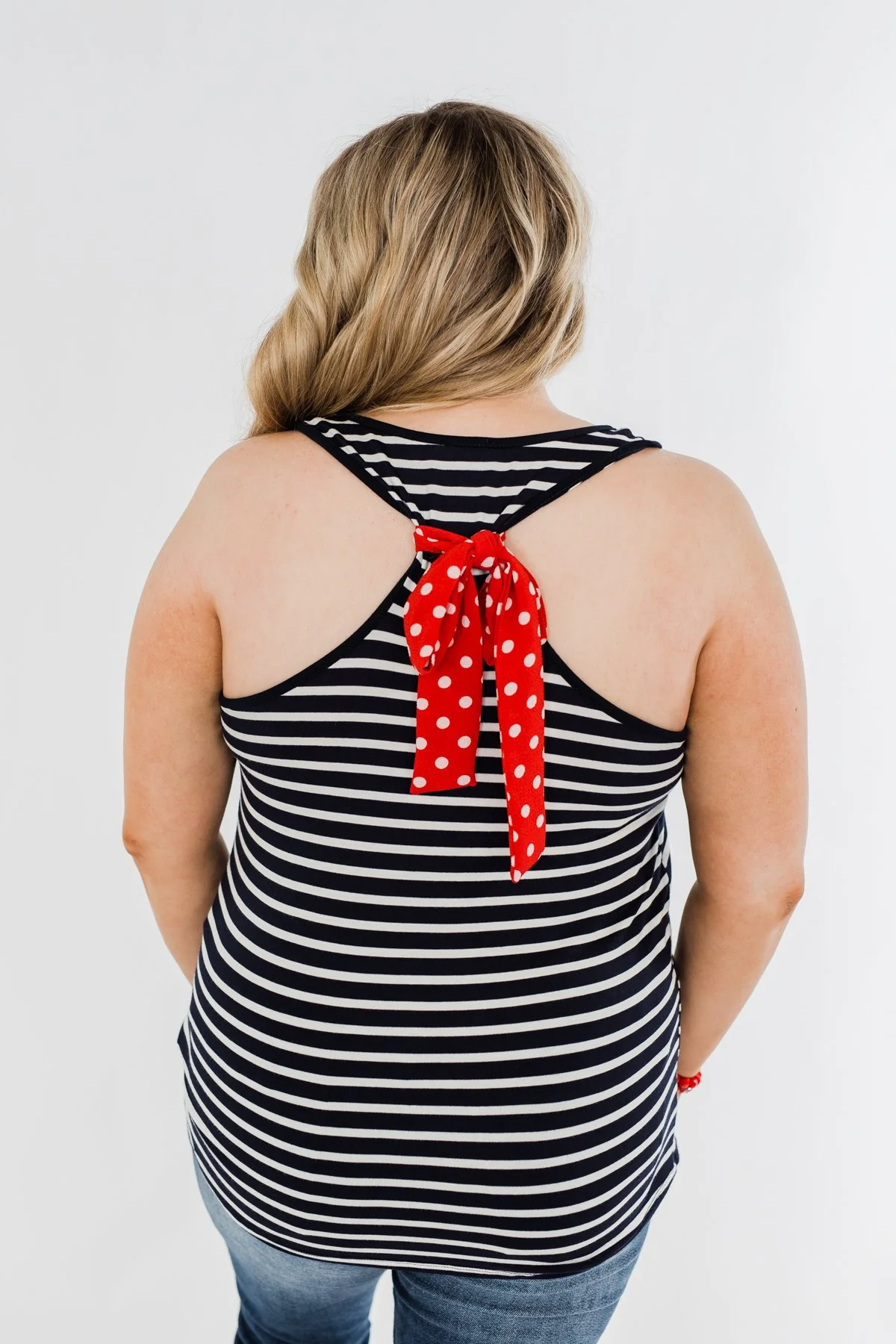 American Cutie Stripes & Polka Dot Tank Top- Navy - Image 13