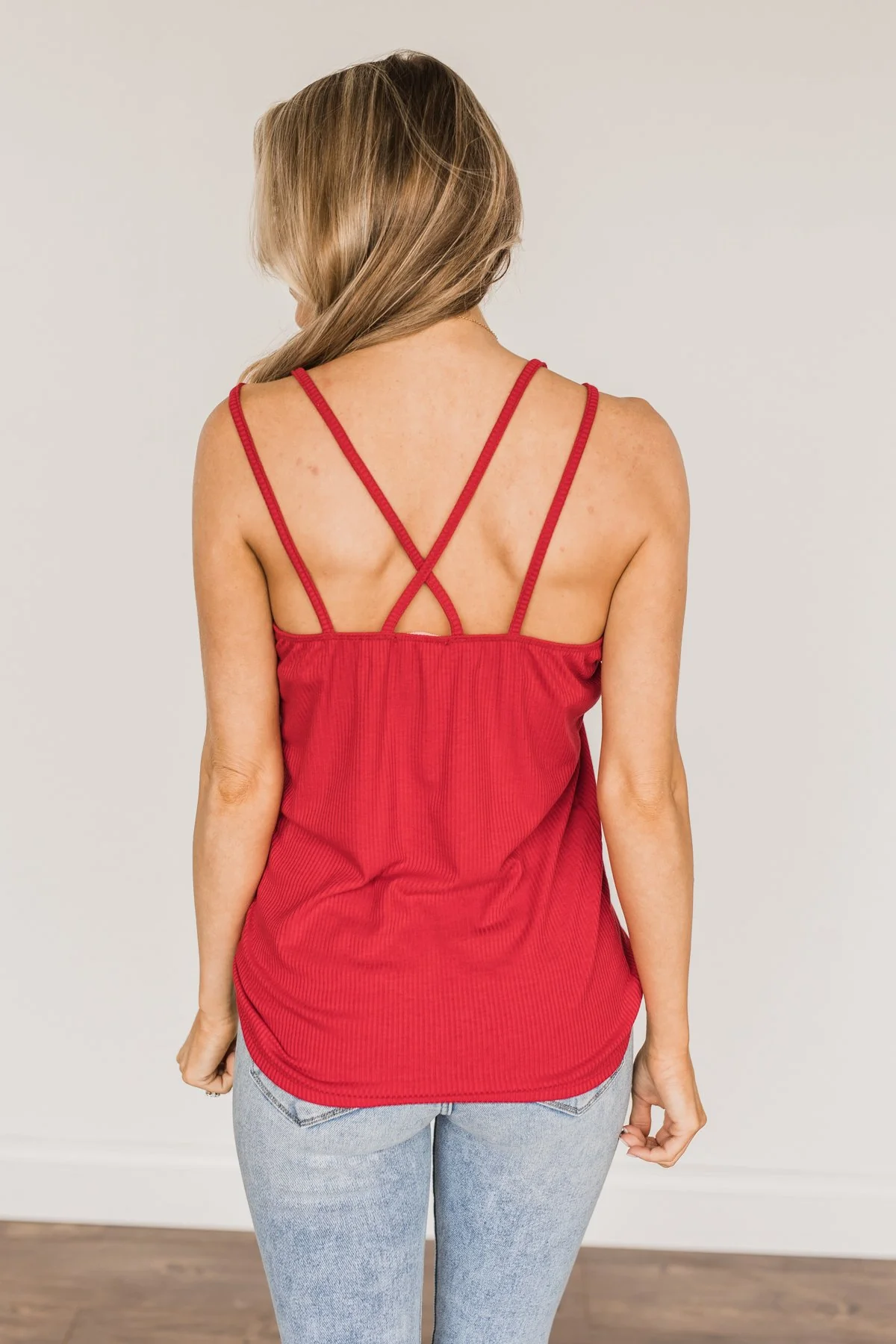 American Honey Knit Tank Top- Scarlet Red - Image 4