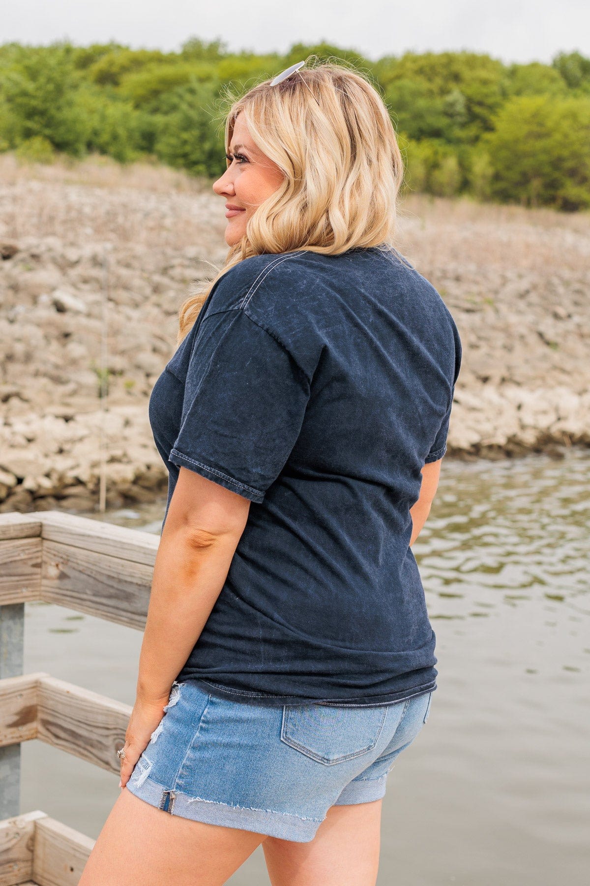 "American Made" Faded Graphic Tee- Navy - Image 10