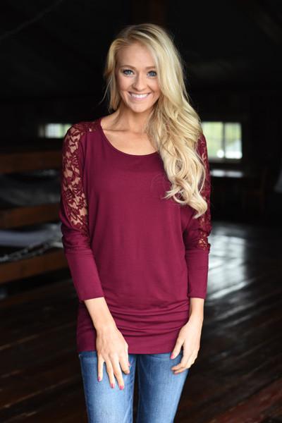 America's Sweetheart Lace Top ~ Burgundy - Image 2