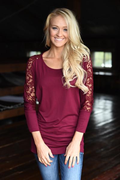 America's Sweetheart Lace Top ~ Burgundy - Image 3