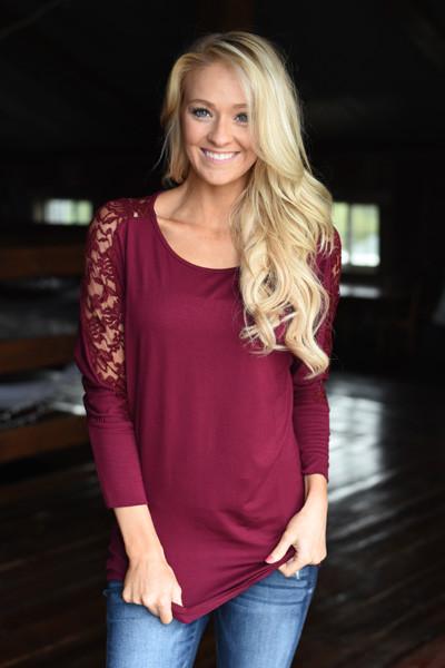 America's Sweetheart Lace Top ~ Burgundy - Image 4