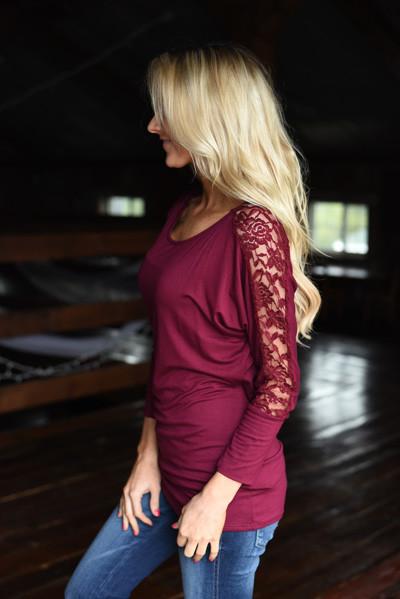 America's Sweetheart Lace Top ~ Burgundy - Image 5